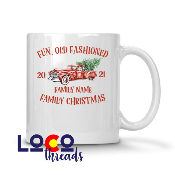 Old Truck - Old Fashioned Family Christmas - 11 oz Ceramic Mug Thumbnail