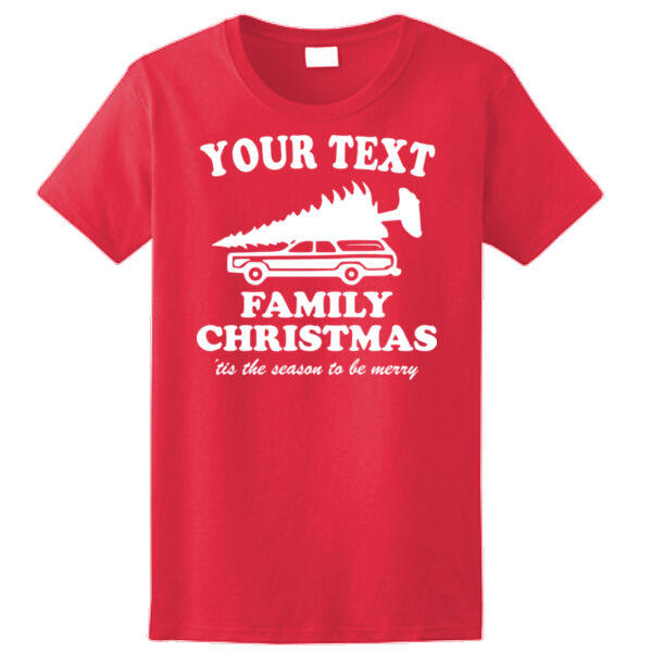 Custom Personalized Family Christmas, 'tis the season to be merry - Ladies Ultra Cotton™ 100% Cotton T Shirt Thumbnail