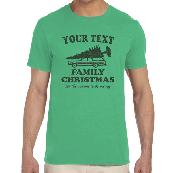 Custom Personalized Family Christmas, 'tis the season to be merry - Adult Softstyle® 4.5 oz. Heather Color T-Shirt (S) Thumbnail