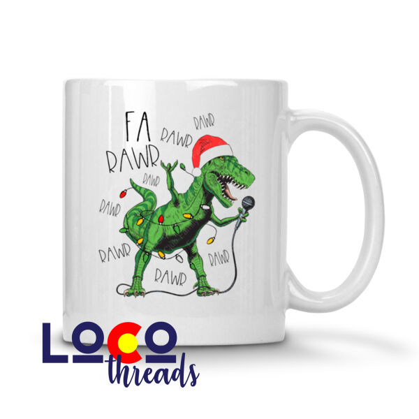 Fa Rawr Rawr Rawr T-Rex Christmas  - 11 oz Ceramic Mug Thumbnail