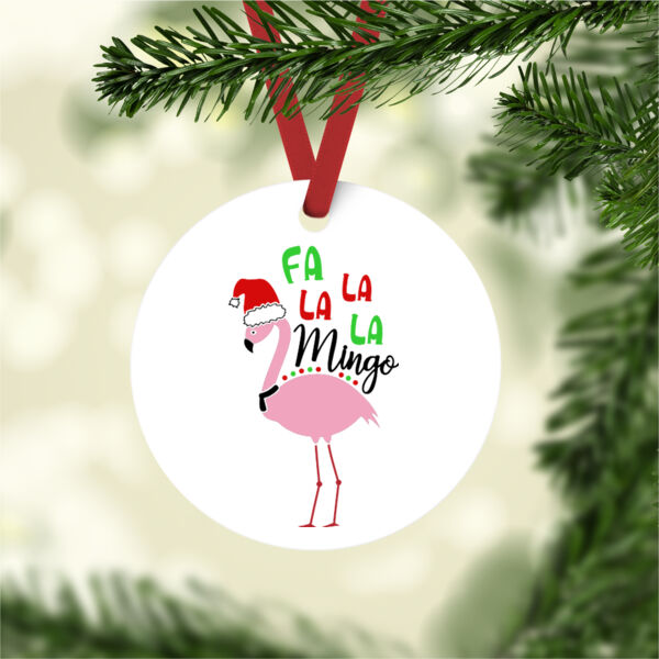 Fa La La La Mingo Christmas - Aluminum Round Christmas Ornament Thumbnail