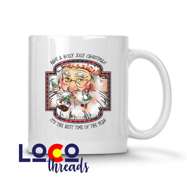 Holly Jolly Christmas Santa - 11 oz Ceramic Mug Thumbnail