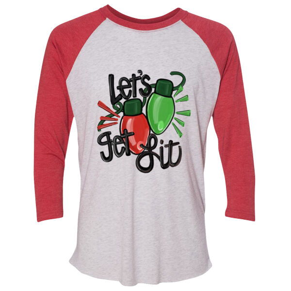 Let's Get Lit - (S) Unisex Tri-Blend Three-Quarter Sleeve Baseball Raglan Tee Thumbnail