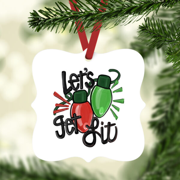 Let's Get Lit - White Aluminum Prague Christmas Ornament Thumbnail