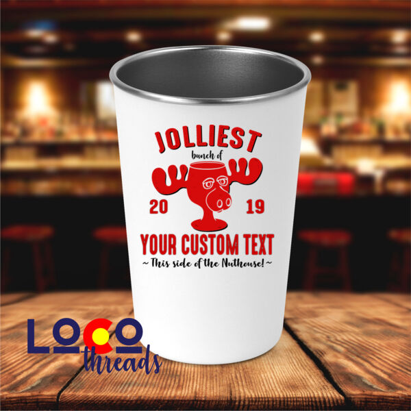 Jolliest Bunch of Custom Christmas - 17 oz Stainless Steel Pint Glass (LoCo) Thumbnail