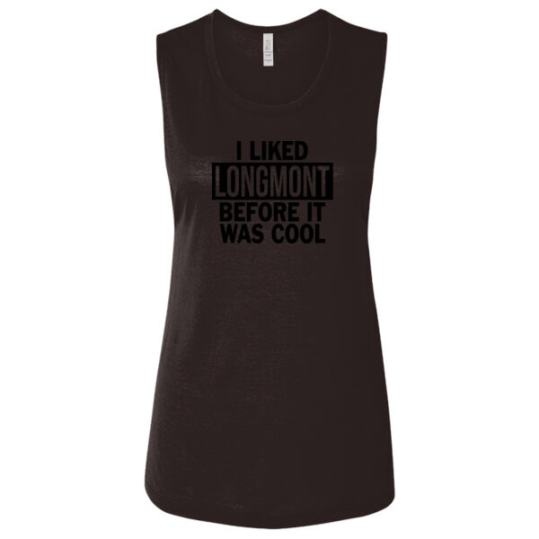 I Liked Longmont Before It Was Cool - Ladies' Flowy Scoop Muscle Tank - Dark Thumbnail