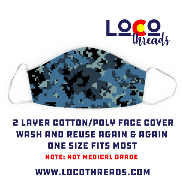 Blue Camo - Face Cover (Mask) Thumbnail