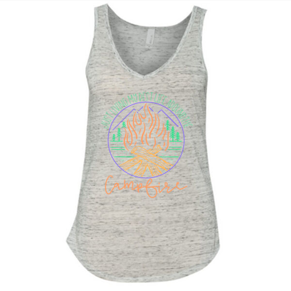 Best Life @ The Campfire - Ladies' Flowy V-Neck Tank Thumbnail