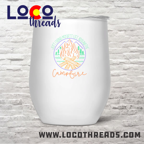 Best Life @ The Campfire - Stemless Wine Glass (12 oz) double wall vacuum insulated with lid  (LoCo) Thumbnail