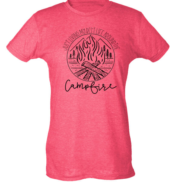 Best Life @ The Campfire - Ladies Slim Fit Poly-Rich Tee Thumbnail