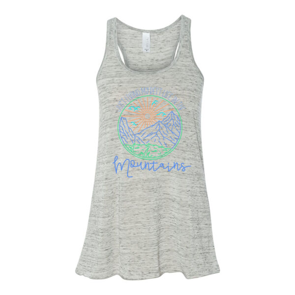 Best Life In The Mountains! - Bella Ladies' Flowy Racerback Tank (S) Thumbnail