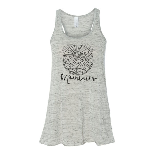 Best Life In The Mountains! - Bella Ladies' Flowy Racerback Tank (S) Thumbnail