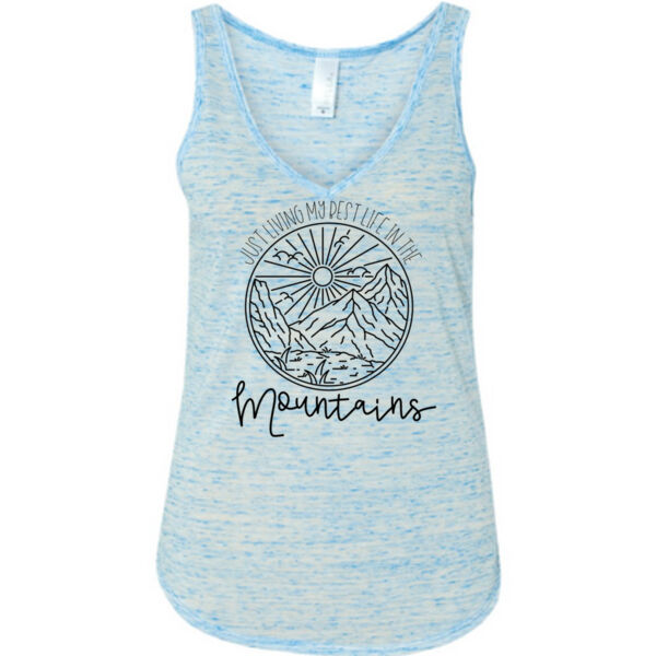 Best Life In The Mountains! - Ladies' Flowy V-Neck Tank Thumbnail
