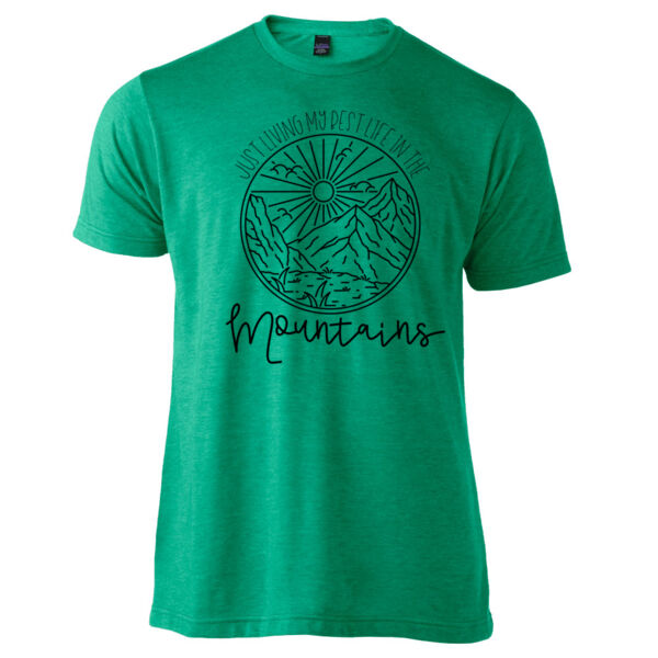Best Life In The Mountains! - Unisex Poly-Rich Tee Thumbnail