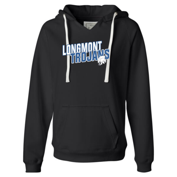 Longmont Trojans Athletics - Ladies' Sueded V-Neck Hooded Sweatshirt Thumbnail