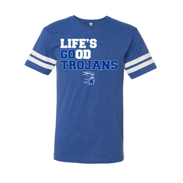 Life's Good, Go Trojans - LAT Adult Football Fine Jersey T-Shirt Thumbnail