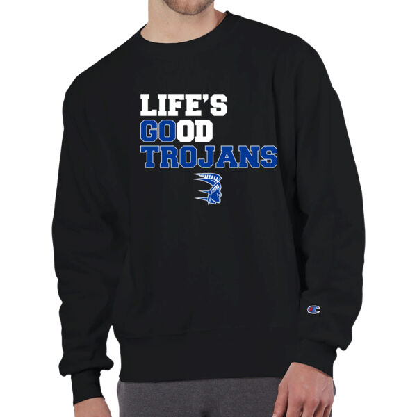 Life's Good, Go Trojans - Champion Adult Reverse Weave® 12 oz. Crew Thumbnail