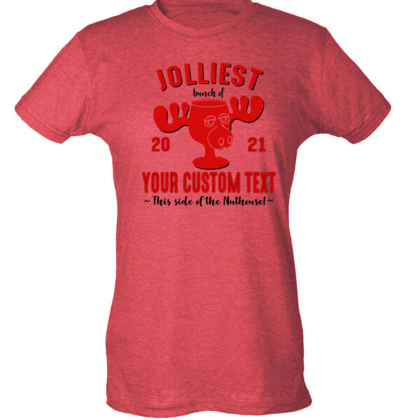 Jolliest Bunch of Custom Christmas - Ladies Slim Fit Poly-Rich Tee Thumbnail