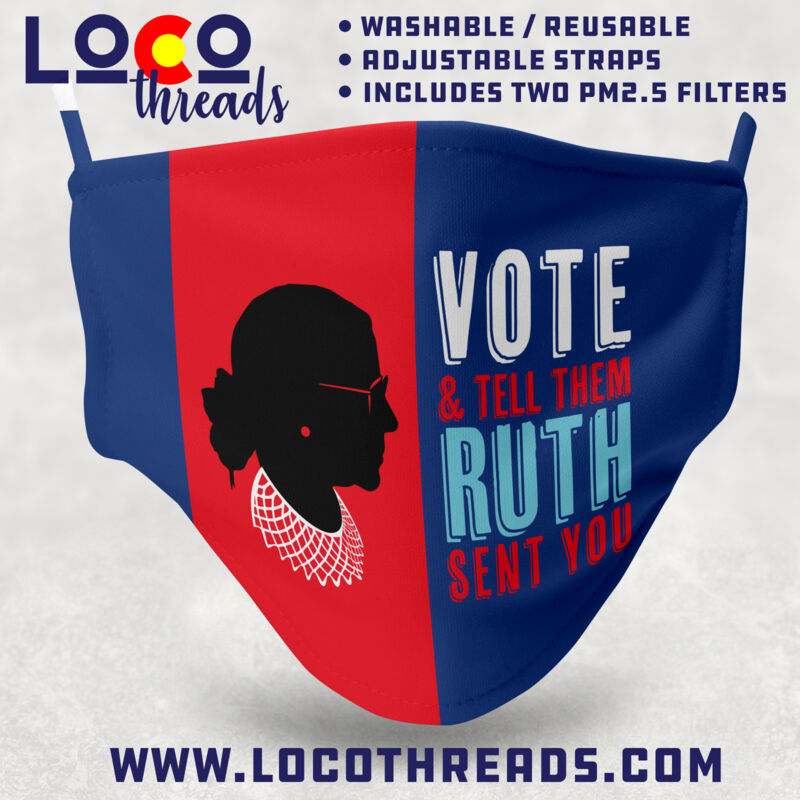 VOTE Tell Them RBG Sent You - Premium Adjustable Face Mask with 2 Filters Thumbnail