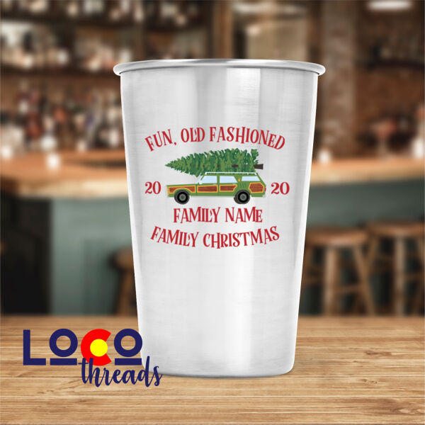 Fun, Old Fashioned Family Christmas - 2 sided print - 17 oz Stainless Steel Pint Glass (FSJ) Thumbnail