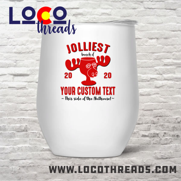 Jolliest Bunch of Custom Christmas - Stemless Wine Glass (12 oz) double wall vacuum insulated with lid  (LoCo) 2 Thumbnail