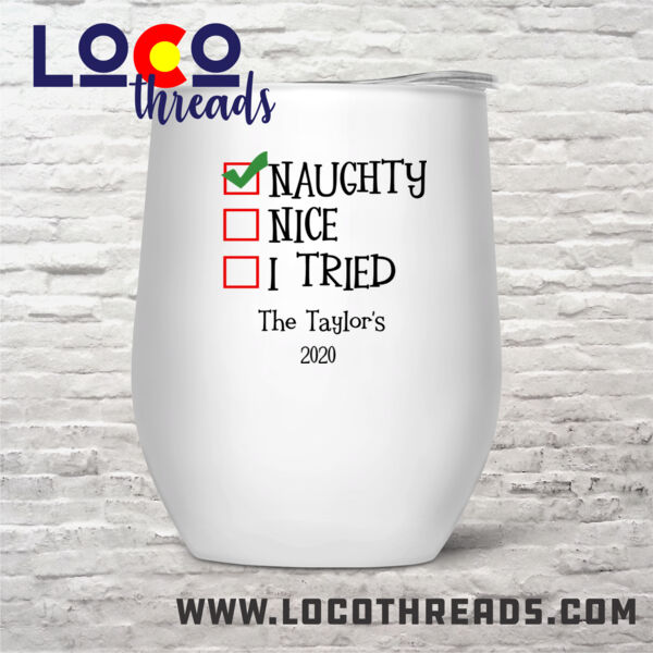 Naughty - Stemless Wine Glass (12 oz) double wall vacuum insulated with lid  (LoCo) 2 Thumbnail