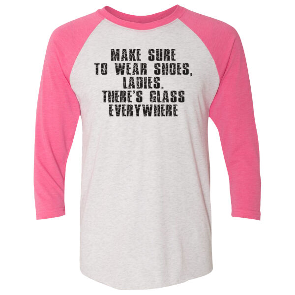 Glass Everywhere - Unisex Tri-Blend Vintage Print Raglan Tee with Family Name Thumbnail