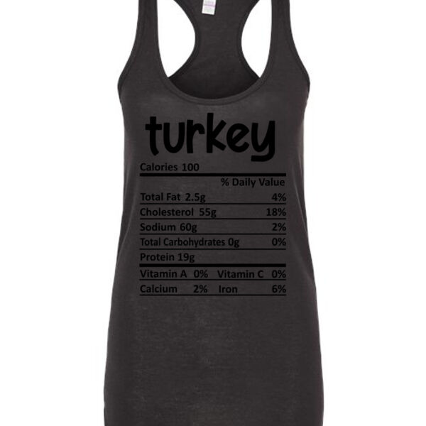 Matching Thanksgiving Shirts - Turkey Nutrition Facts - Ladies Slim Fit Poly-Rich Racerback Tank Thumbnail