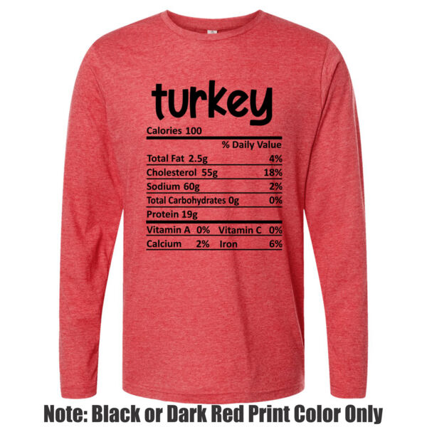 Matching Thanksgiving Shirts - Turkey Nutrition Facts - Unisex Poly-Rich Long Sleeve Tee Thumbnail