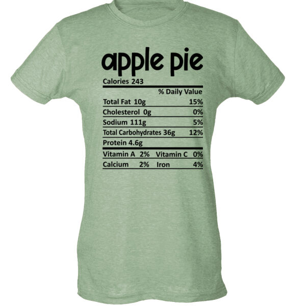 Matching Thanksgiving Shirts - Apple Pie Nutrition Facts - Ladies Slim Fit Poly-Rich Tee Thumbnail