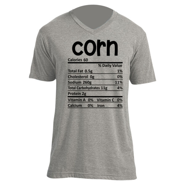 Matching Thanksgiving Shirts - Corn Nutrition Facts - Unisex V Neck Poly-Rich Tee Thumbnail