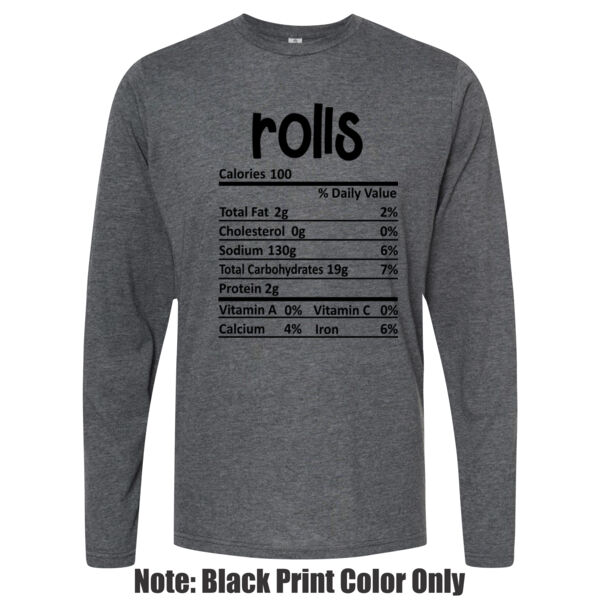 Matching Thanksgiving Shirts - Rolls Nutrition Facts - Unisex Poly-Rich Long Sleeve Tee Thumbnail