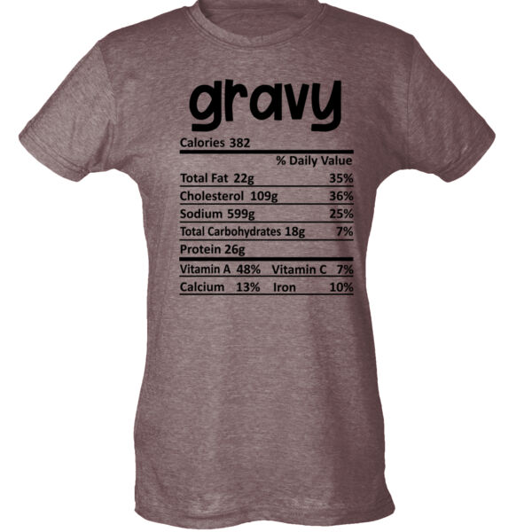 Matching Thanksgiving Shirts - Gravy Nutrition Facts - Ladies Slim Fit Poly-Rich Tee Thumbnail