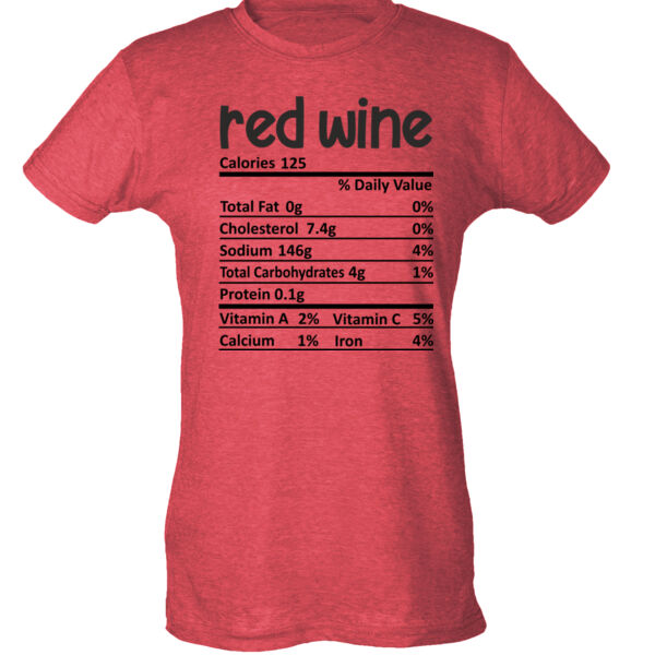 Matching Thanksgiving Shirts - Red Wine Nutrition Facts - Ladies Slim Fit Poly-Rich Tee Thumbnail