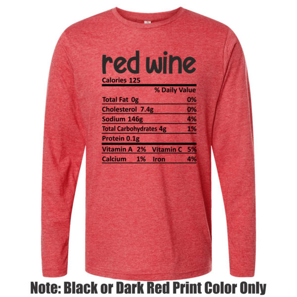 Matching Thanksgiving Shirts - Red Wine Nutrition Facts - Unisex Poly-Rich Long Sleeve Tee Thumbnail