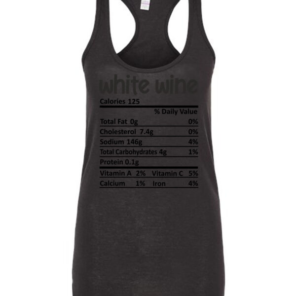 Matching Thanksgiving Shirts - White Wine Nutrition Facts - Ladies Slim Fit Poly-Rich Racerback Tank Thumbnail
