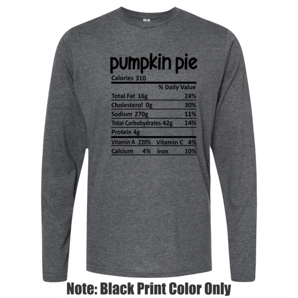 Matching Thanksgiving Shirts - Pumpkin Pie Nutrition Facts - Unisex Poly-Rich Long Sleeve Tee Thumbnail
