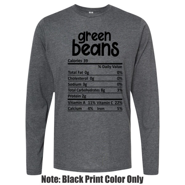 Matching Thanksgiving Shirts - Green Bean Nutrition Facts - Unisex Poly-Rich Long Sleeve Tee Thumbnail