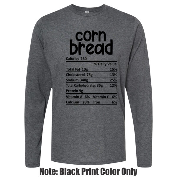 Matching Thanksgiving Shirts - Corn Bread Nutrition Facts - Unisex Poly-Rich Long Sleeve Tee Thumbnail