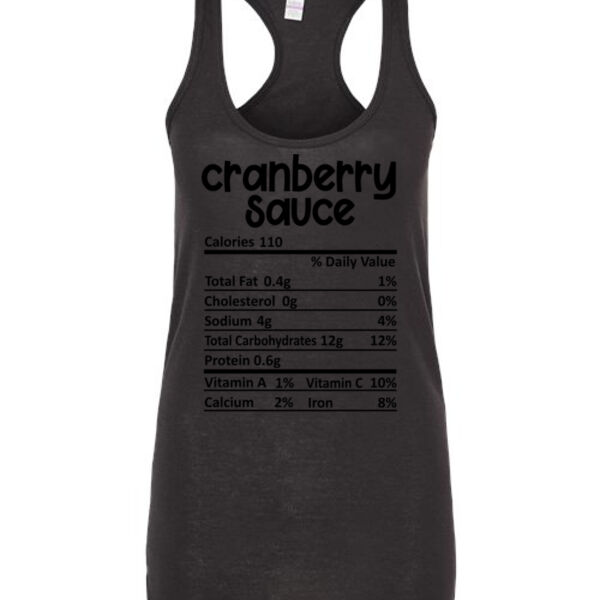 Matching Thanksgiving Shirts - Cranberry Sause Nutrition Facts - Ladies Slim Fit Poly-Rich Racerback Tank Thumbnail