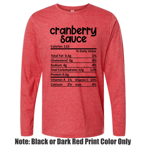 Matching Thanksgiving Shirts - Cranberry Sause Nutrition Facts - Unisex Poly-Rich Long Sleeve Tee Thumbnail