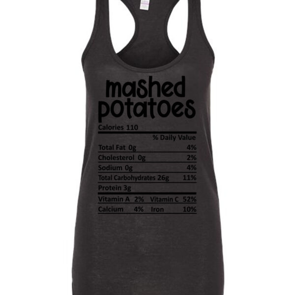 Matching Thanksgiving Shirts - Mashed Potatoes Nutrition Facts - Ladies Slim Fit Poly-Rich Racerback Tank Thumbnail