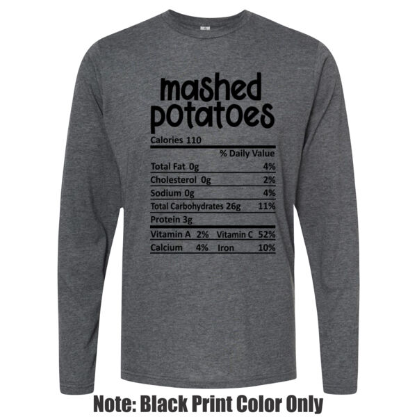 Matching Thanksgiving Shirts - Mashed Potatoes Nutrition Facts - Unisex Poly-Rich Long Sleeve Tee Thumbnail