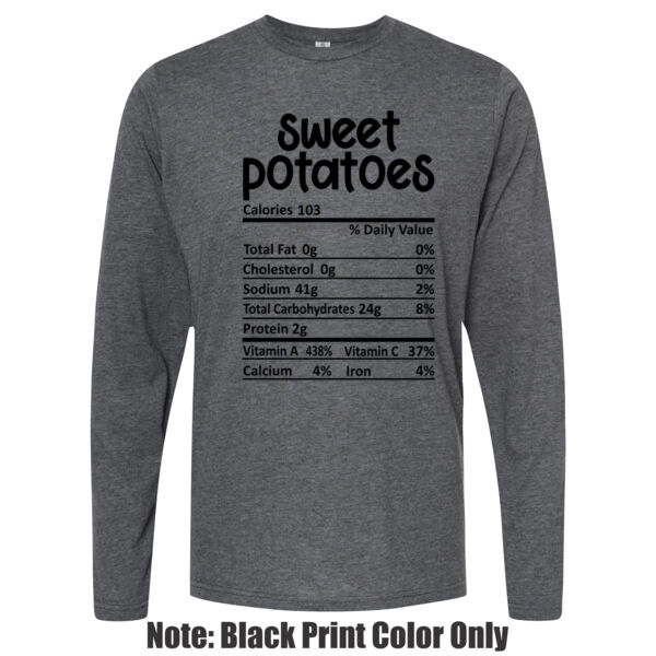 Matching Thanksgiving Shirts - Sweet Potatoes Nutrition Facts - Unisex Poly-Rich Long Sleeve Tee Thumbnail