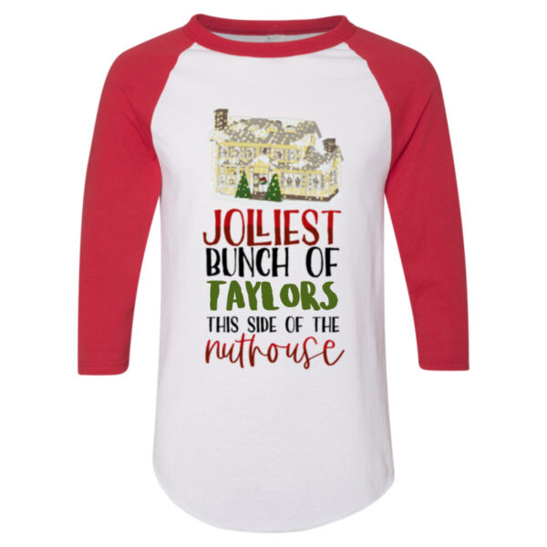 Jolliest Bunch of Custom Family Christmas Nuthouse - Adult 3/4-Sleeve Baseball Jersey (S) Thumbnail