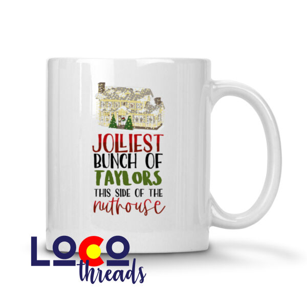 Jolliest Bunch of Custom Family Christmas Nuthouse - 11 oz Ceramic Mug Thumbnail