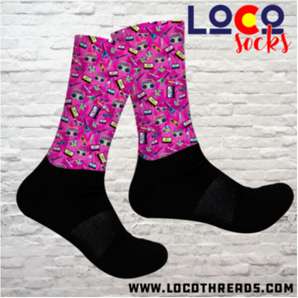 Totally 80's Pink Retro - Athletic Socks Thumbnail