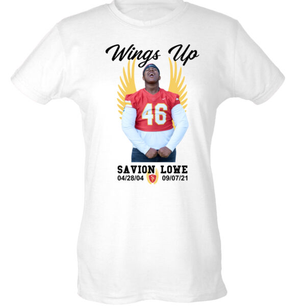 Wings Up for Savion - Ladies Slim Fit Poly-Rich Tee Thumbnail