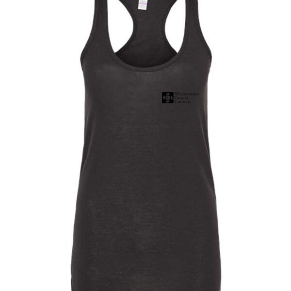 Black Left Chest - Ladies Slim Fit Poly-Rich Racerback Tank Thumbnail
