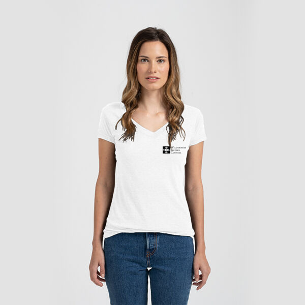 Black Left Chest - Ladies Slim Fit V Neck Poly-Rich Tee Thumbnail